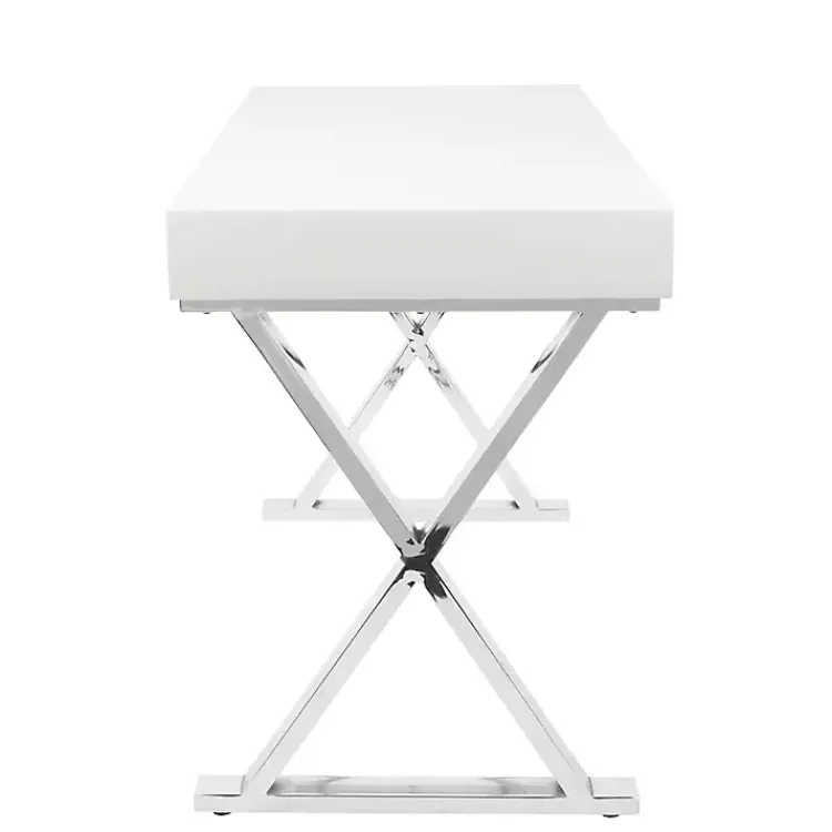 Office Furniture-Kirklands Home Luster Chrome Leg Desk White
