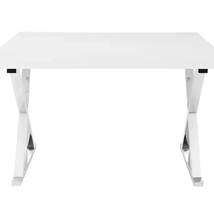 Office Furniture-Kirklands Home Luster Chrome Leg Desk White