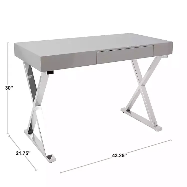 Office Furniture-Kirklands Home Luster Chrome Leg Desk White