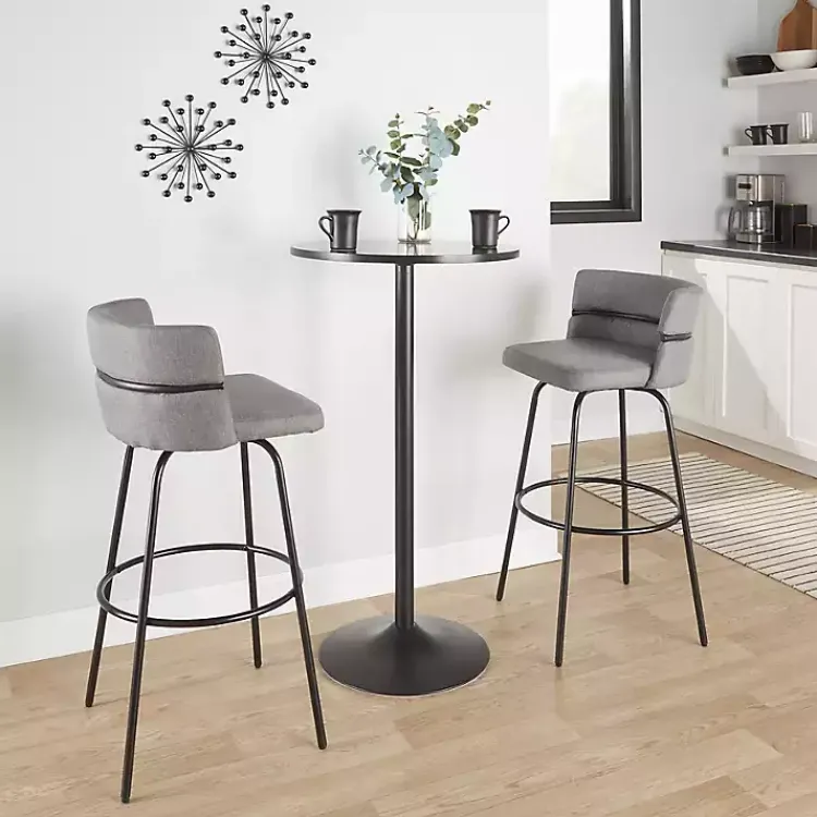Bar Stools & Counter Height Stools-Kirklands Home Metal Cinch Swivel Bar Stools, Set of 2 Gray