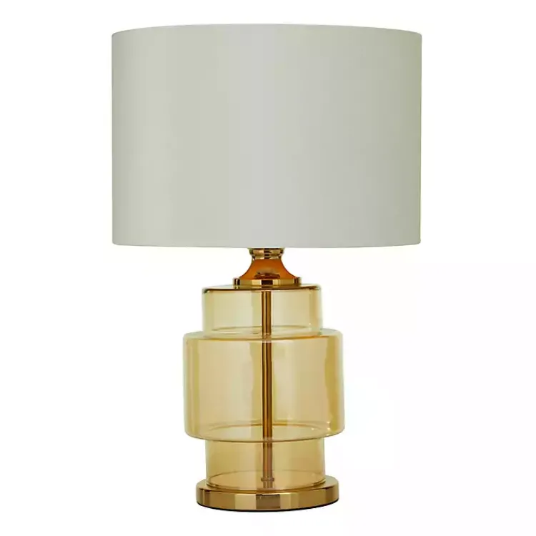 Table Lamps-Kirklands Home Translucent Orange Glass Shade Table Lamp White