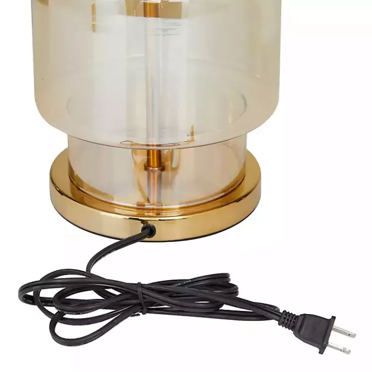 Table Lamps-Kirklands Home Translucent Orange Glass Shade Table Lamp White