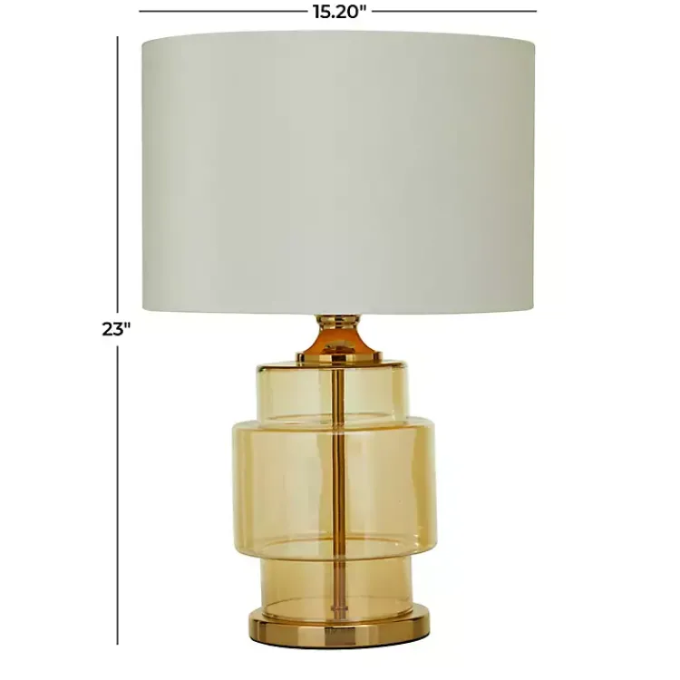 Table Lamps-Kirklands Home Translucent Orange Glass Shade Table Lamp White