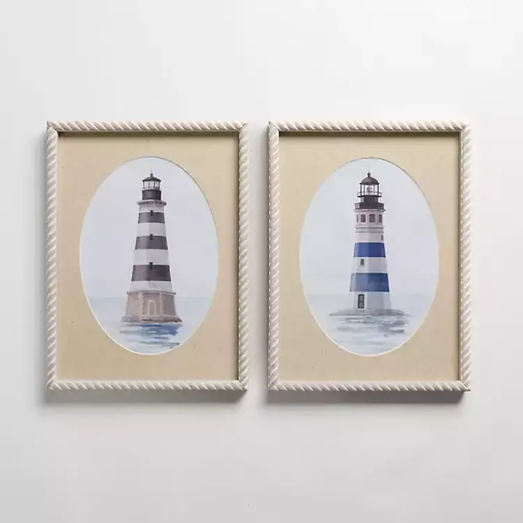 Framed Art-Kirklands Home Striped Lighthouse Framed Art Prints, Set of 2