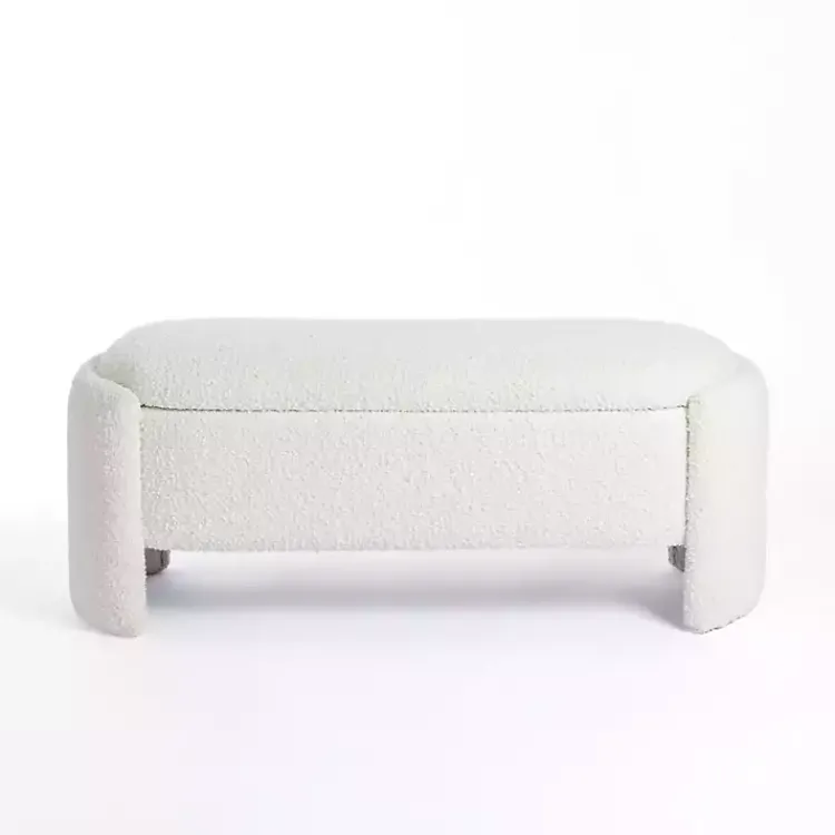 Benches & Ottomans-Kirklands Home Boucle Storage Bench Ivory