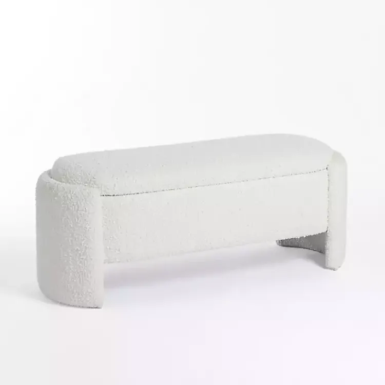 Benches & Ottomans-Kirklands Home Boucle Storage Bench Ivory