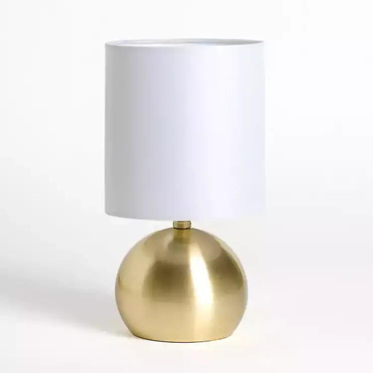 Table Lamps-Kirklands Home Plated Brass Metal Round Table Lamp Gold