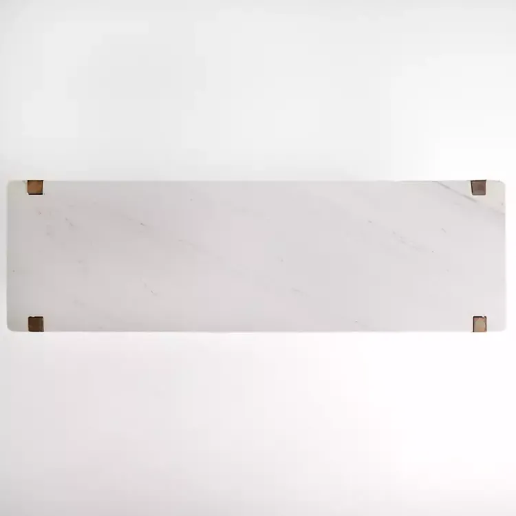 Console Tables-Kirklands Home Allen Wood and Marble Console Table