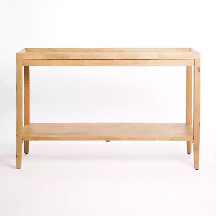 Console Tables-Kirklands Home Natural Wood Hughes Console Table Tan