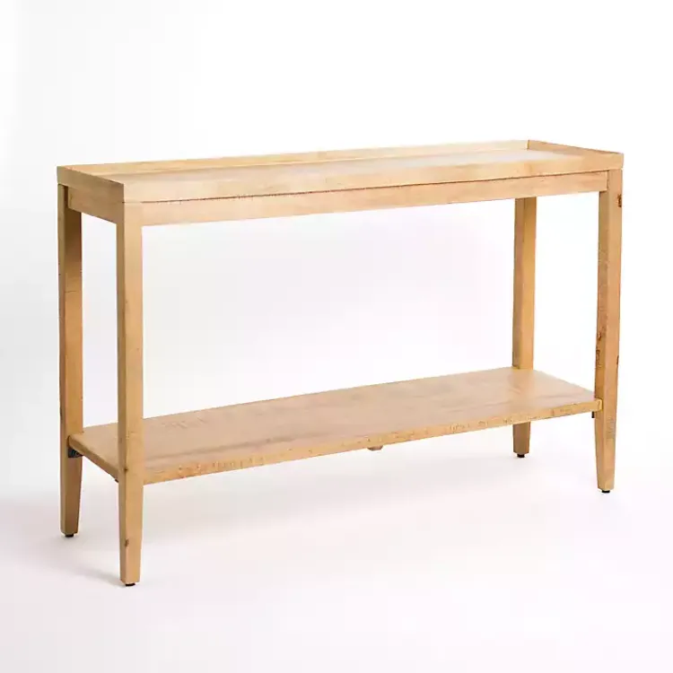 Console Tables-Kirklands Home Natural Wood Hughes Console Table Tan