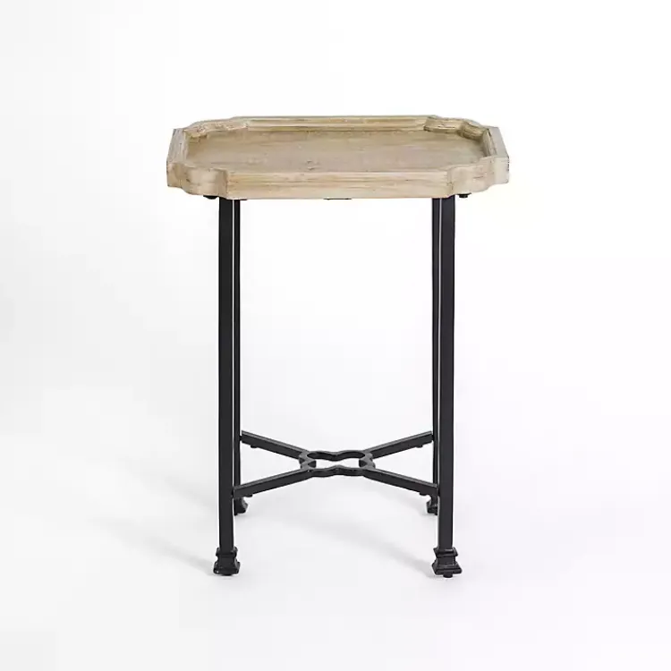 Accent & End Tables-Kirklands Home Scalloped Wood and Metal Accent Table
