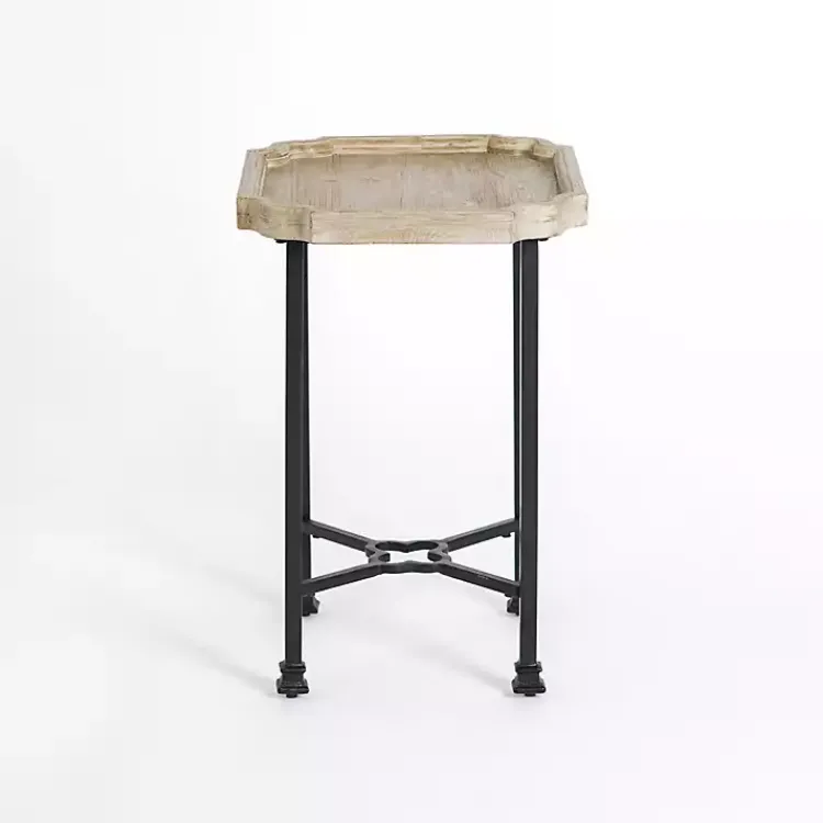 Accent & End Tables-Kirklands Home Scalloped Wood and Metal Accent Table