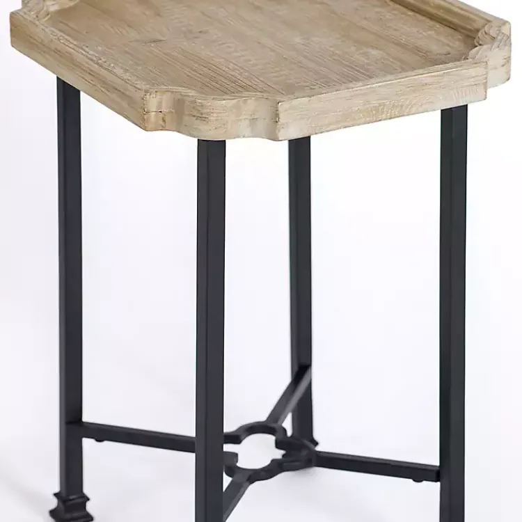 Accent & End Tables-Kirklands Home Scalloped Wood and Metal Accent Table