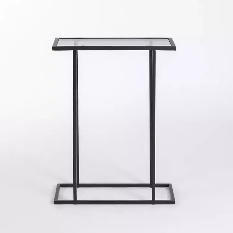 Accent & End Tables-Kirklands Home Metal and Glass Rectangular Accent Table Black