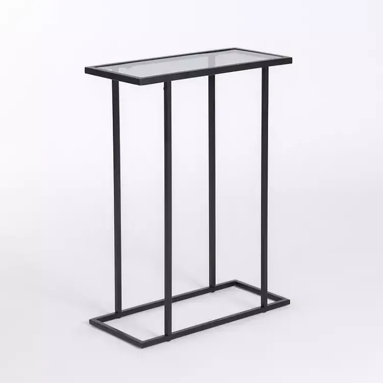 Accent & End Tables-Kirklands Home Metal and Glass Rectangular Accent Table Black