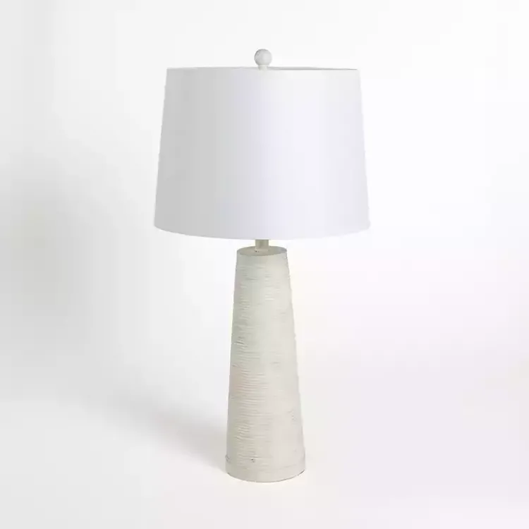 Table Lamps-Kirklands Home washed Textured Taper Table Lamp White
