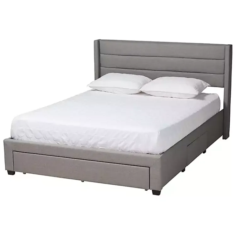 Beds & Headboards-Kirklands Home Braylon Upholstered 3-Drawer Full Bed Gray