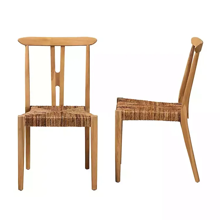 Dining Chairs-Kirklands Home Modern Bohemian Wishbone Dining Chairs, Set of 2 Tan