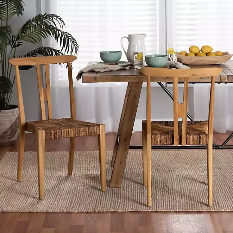 Dining Chairs-Kirklands Home Modern Bohemian Wishbone Dining Chairs, Set of 2 Tan