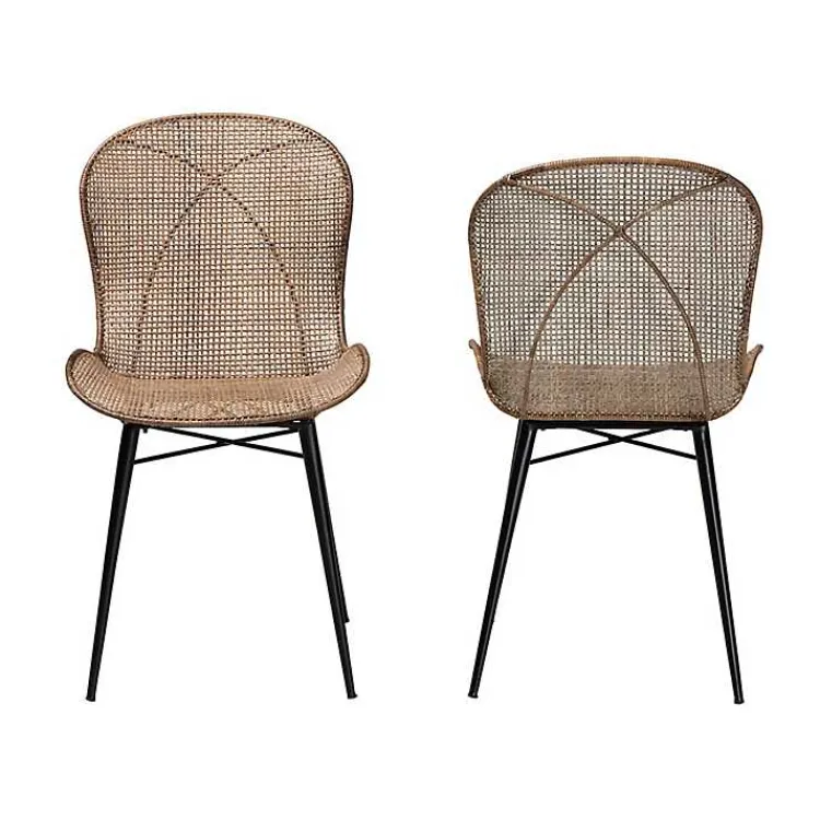 Dining Chairs-Kirklands Home Graywashed Rattan Dining Chairs, Set of 2 Brown