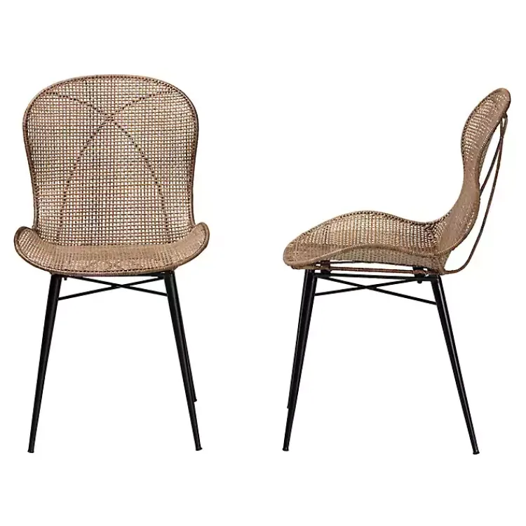 Dining Chairs-Kirklands Home Graywashed Rattan Dining Chairs, Set of 2 Brown