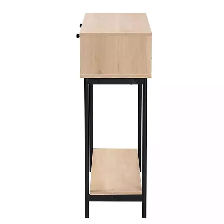 Console Tables-Kirklands Home Natural Woven Rat 2-Drawer Console Table Tan