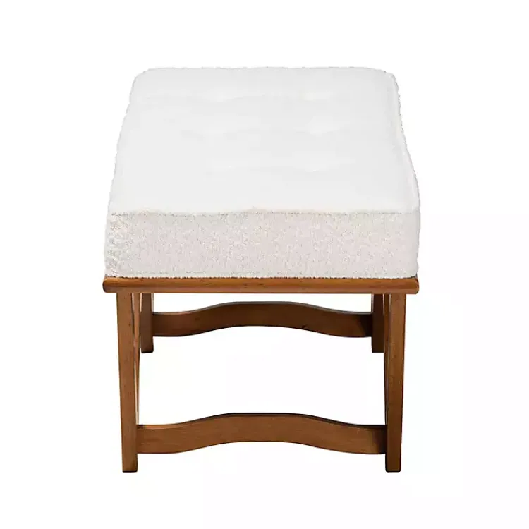 Benches & Ottomans-Kirklands Home Mid-Century Modern Boucle Angled Bench White