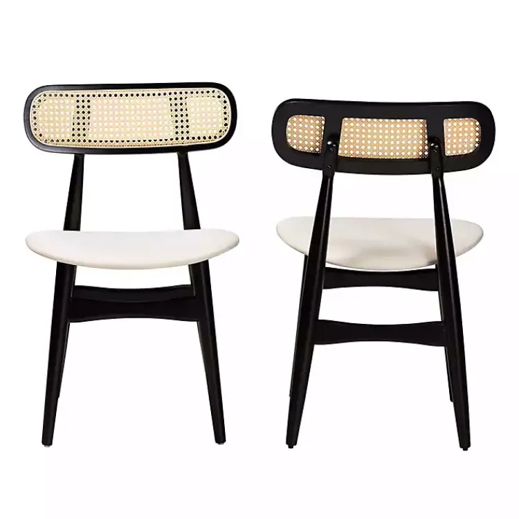Dining Chairs-Kirklands Home Black Mid-Century Modern Dining Chairs, Set of 2 White