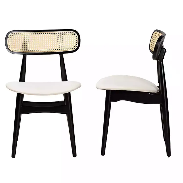 Dining Chairs-Kirklands Home Black Mid-Century Modern Dining Chairs, Set of 2 White
