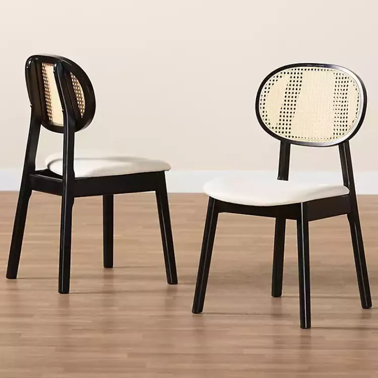 Dining Chairs-Kirklands Home Black Mid-Century Modern Dining Chairs, Set of 2 White