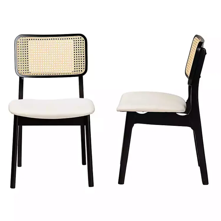 Dining Chairs-Kirklands Home Black & Cream Modern Dining Chairs, Set of 2 White