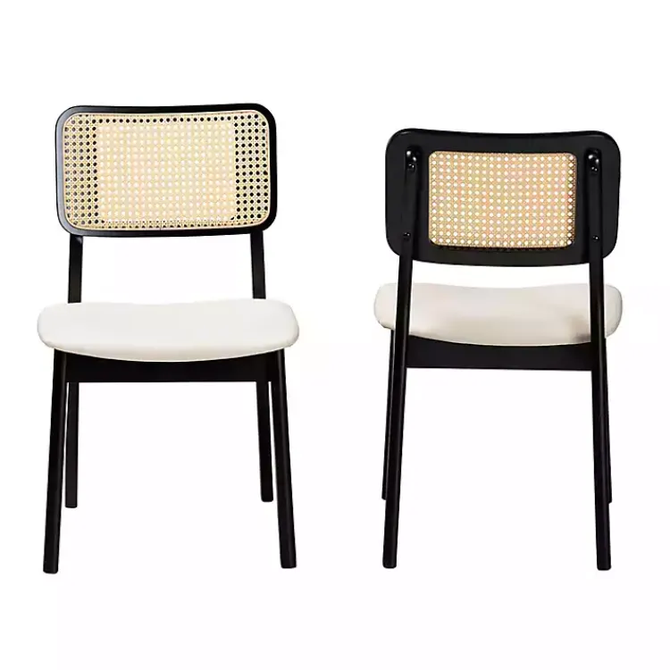 Dining Chairs-Kirklands Home Black & Cream Modern Dining Chairs, Set of 2 White