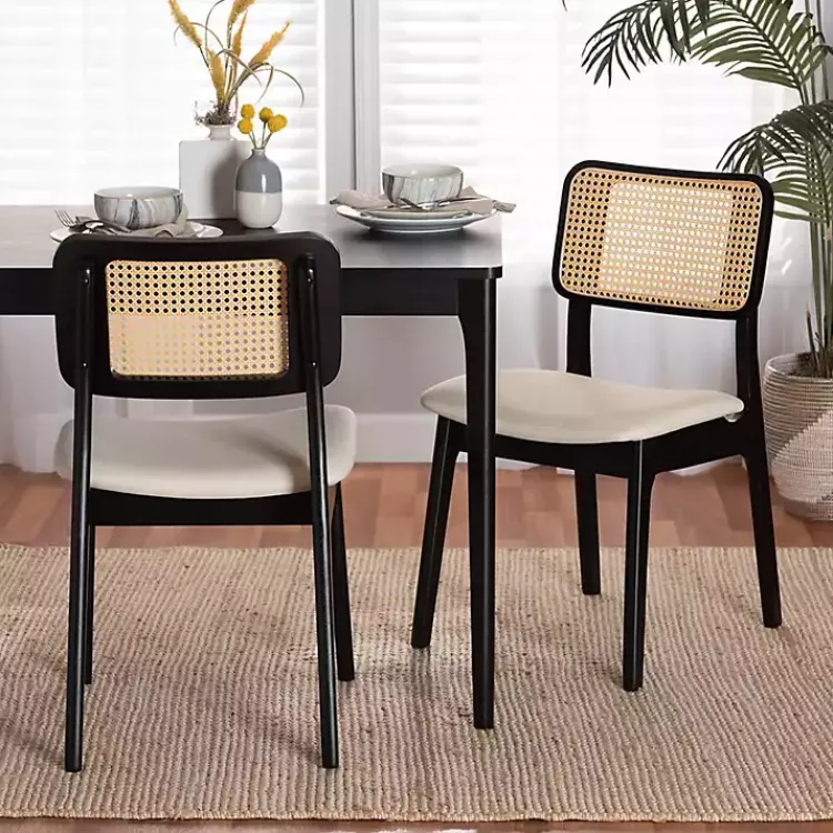 Dining Chairs-Kirklands Home Black & Cream Modern Dining Chairs, Set of 2 White