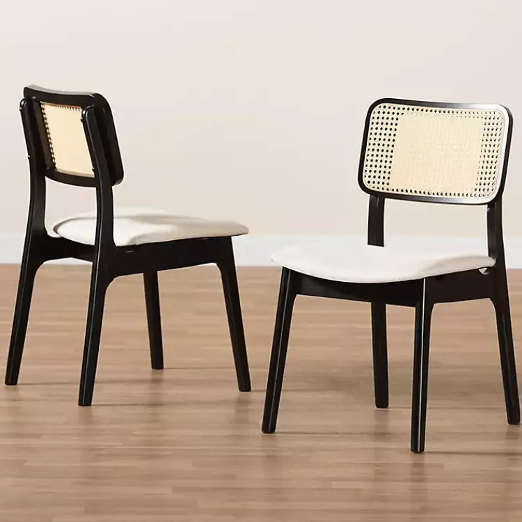 Dining Chairs-Kirklands Home Black & Cream Modern Dining Chairs, Set of 2 White