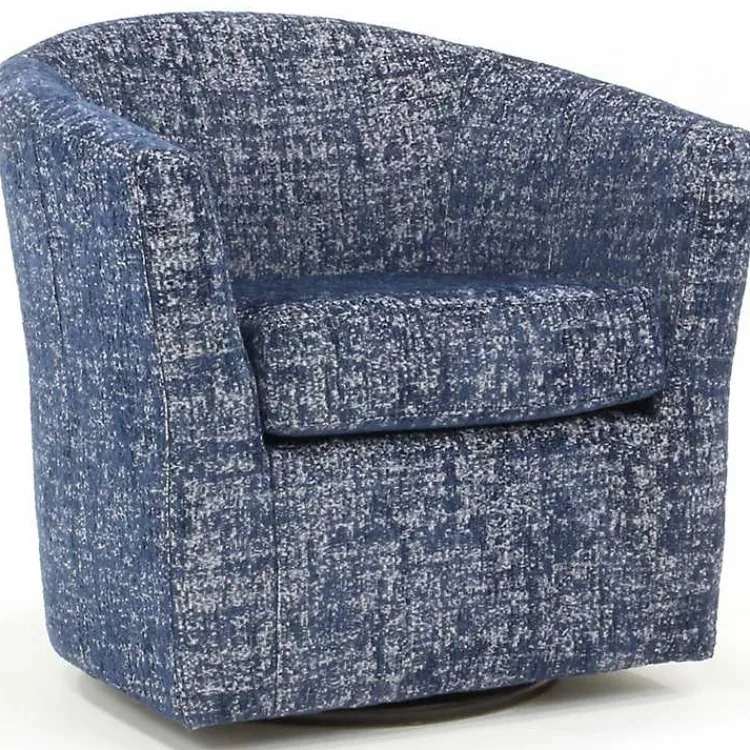 Accent Chairs-Kirklands Home Swivel Barrel Accent Chair Blue