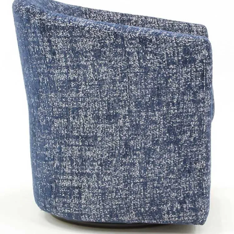 Accent Chairs-Kirklands Home Swivel Barrel Accent Chair Blue