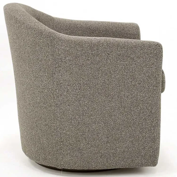 Accent Chairs-Kirklands Home Dark Tufted Swivel Barrel Accent Chair Gray