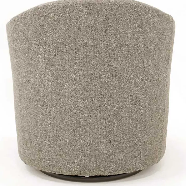 Accent Chairs-Kirklands Home Dark Tufted Swivel Barrel Accent Chair Gray