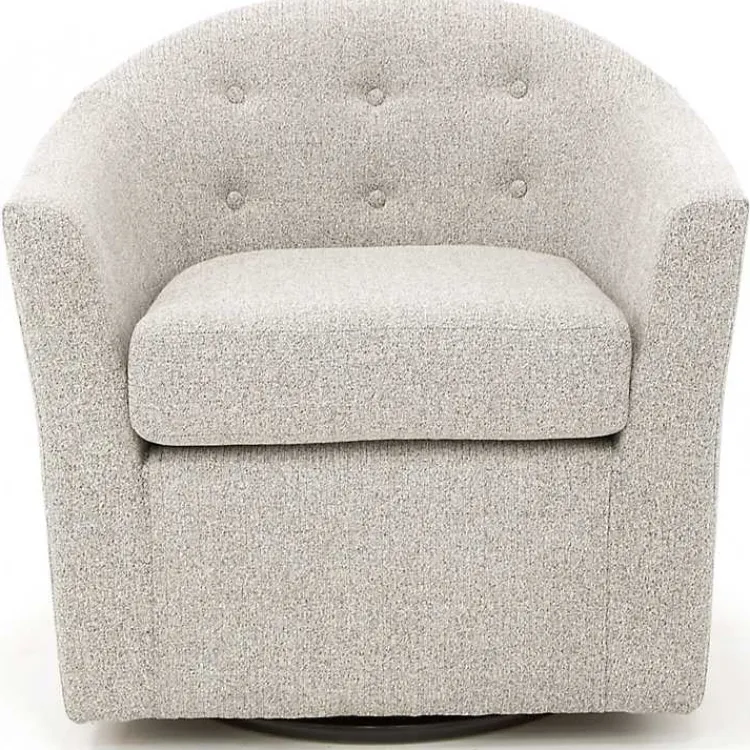 Accent Chairs-Kirklands Home Light Tufted Swivel Barrel Accent Chair Gray