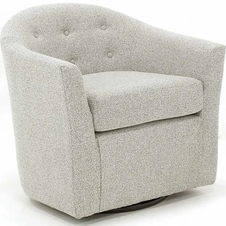 Accent Chairs-Kirklands Home Light Tufted Swivel Barrel Accent Chair Gray