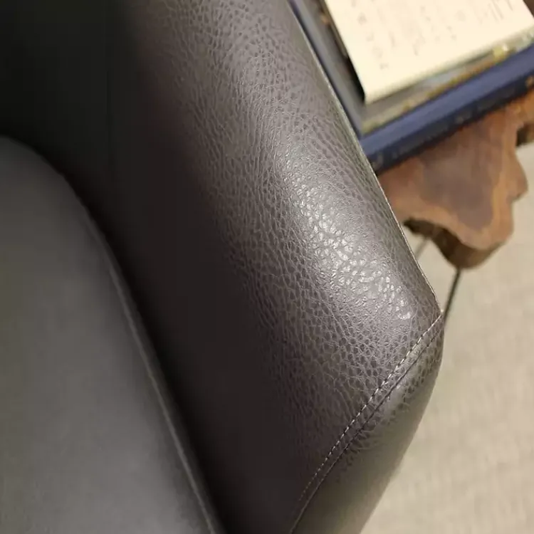 Accent Chairs-Kirklands Home Charcoal Faux Leather Winslow Accent Chair Gray