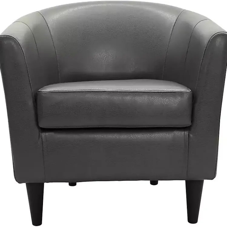 Accent Chairs-Kirklands Home Charcoal Faux Leather Winslow Accent Chair Gray