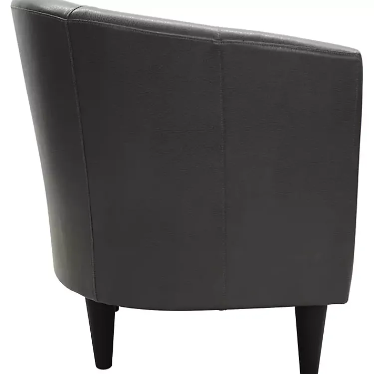 Accent Chairs-Kirklands Home Charcoal Faux Leather Winslow Accent Chair Gray