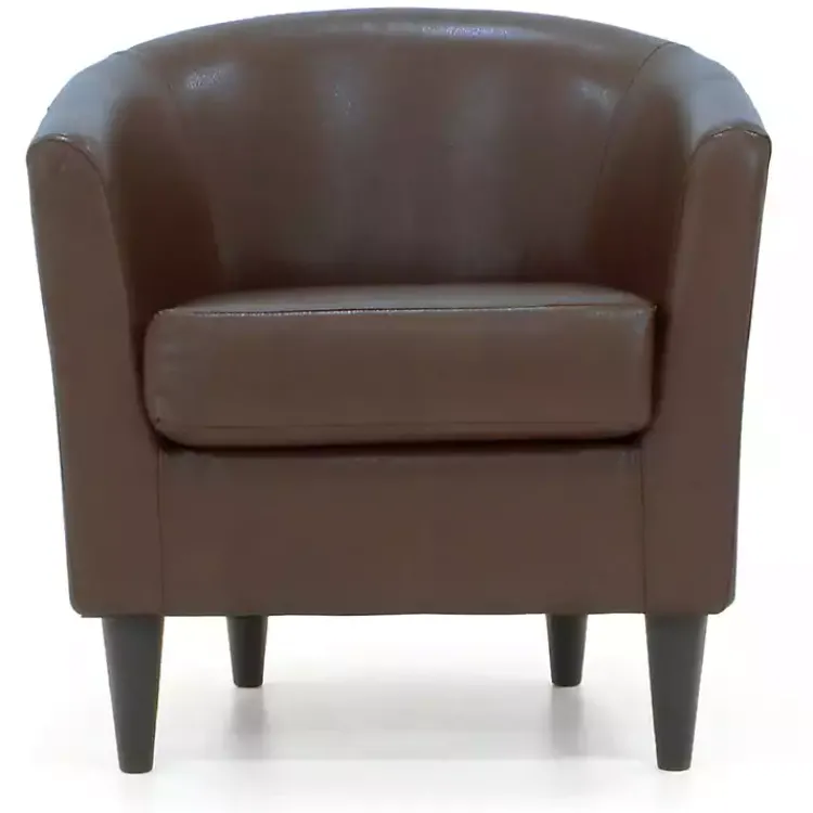 Accent Chairs-Kirklands Home Cognac Faux Leather Winslow Accent Chair Brown