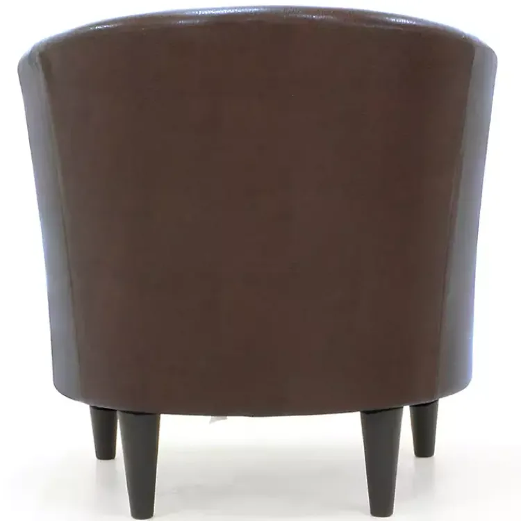 Accent Chairs-Kirklands Home Cognac Faux Leather Winslow Accent Chair Brown