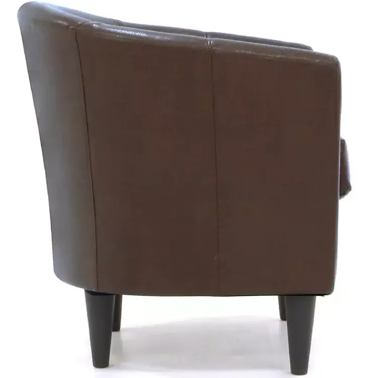 Accent Chairs-Kirklands Home Cognac Faux Leather Winslow Accent Chair Brown