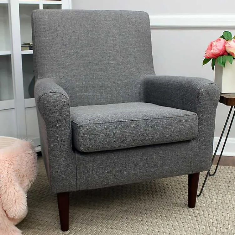 Accent Chairs-Kirklands Home Ellen Rolled Arms Accent Chair Gray