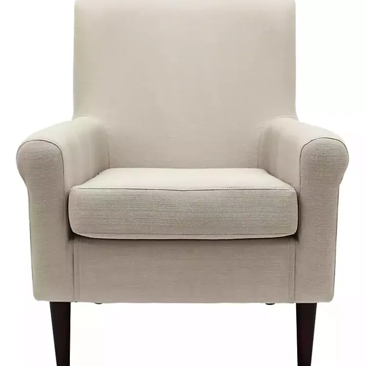 Accent Chairs-Kirklands Home Cream Ellen Rolled Arms Accent Chair White