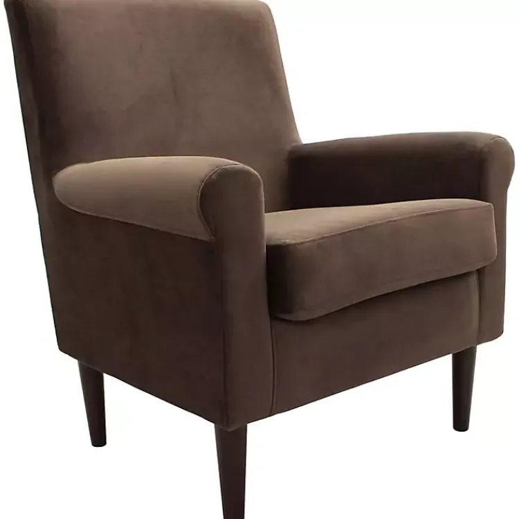 Accent Chairs-Kirklands Home Ellen Rolled Arms Accent Chair Brown