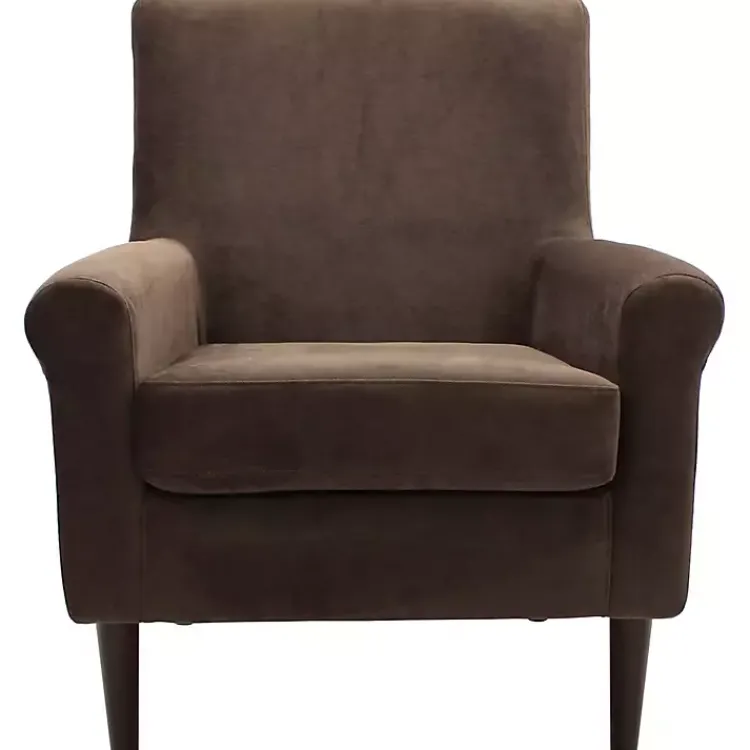 Accent Chairs-Kirklands Home Ellen Rolled Arms Accent Chair Brown